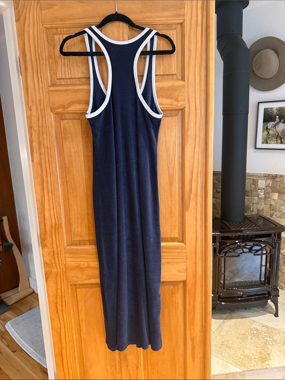 Faherty Navy Tank Dress with White Trim - Picture 3 of 3